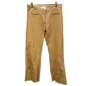 Sharagano Tan Faux Leather Laser Cut Design Pants